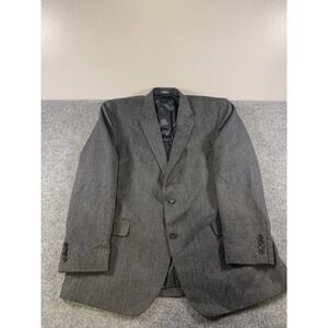 Stafford 48L Gray Herringbone Tweed 100% Wool Mens Blazer Sport Suit Jacket Coat